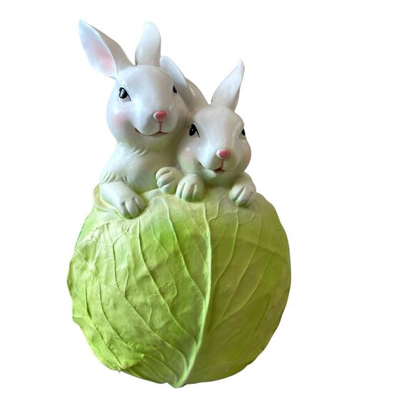 Spring Gatherings Bunny Couple With Cabbage Easter Decor NEW - Picture 10 of 15